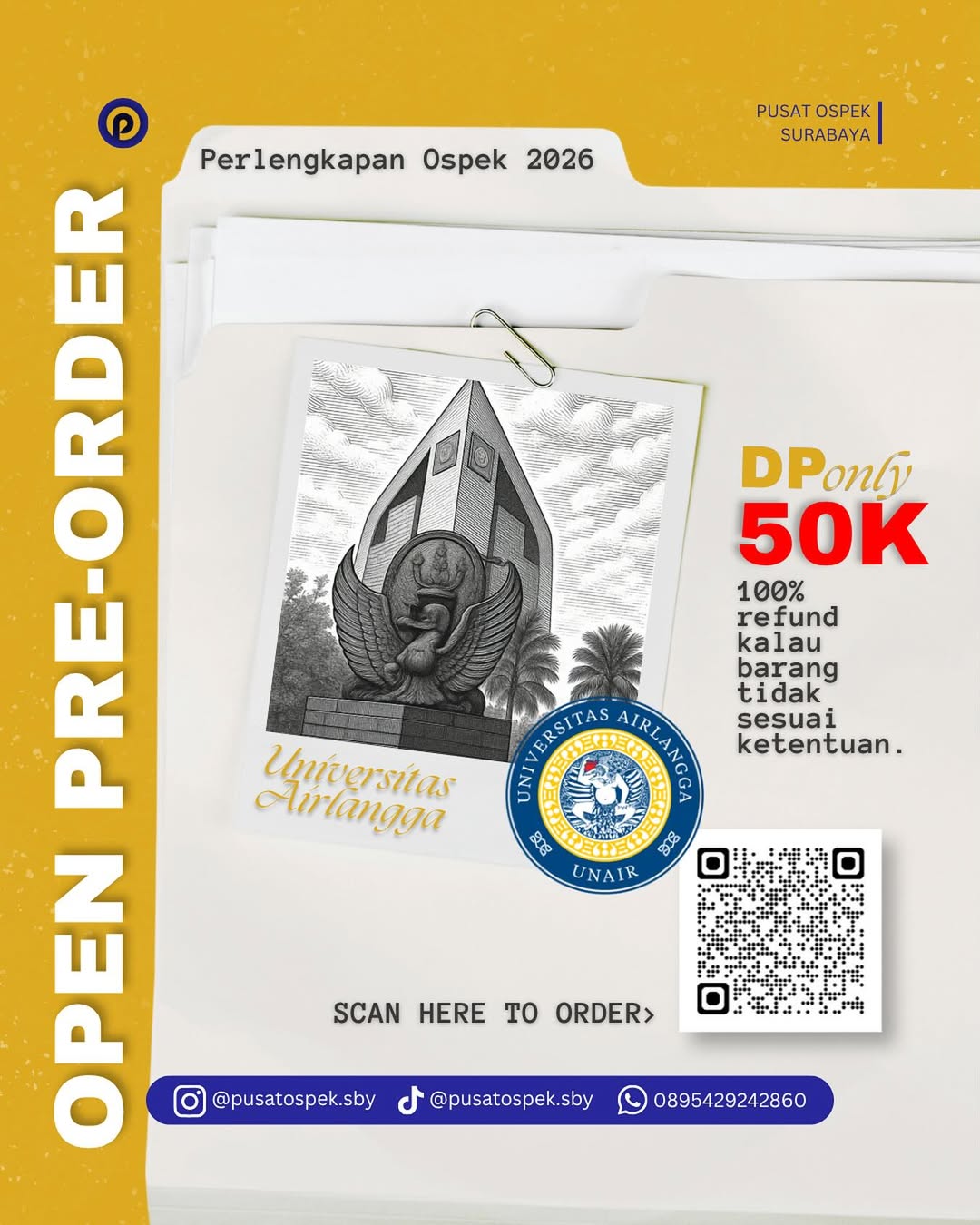 🎒✨ OPEN PRE-ORDER PERLENGKAPAN OSPEK UNAIR 2026!Buat kamu maba Universitas Airlangga (UNAIR), s
