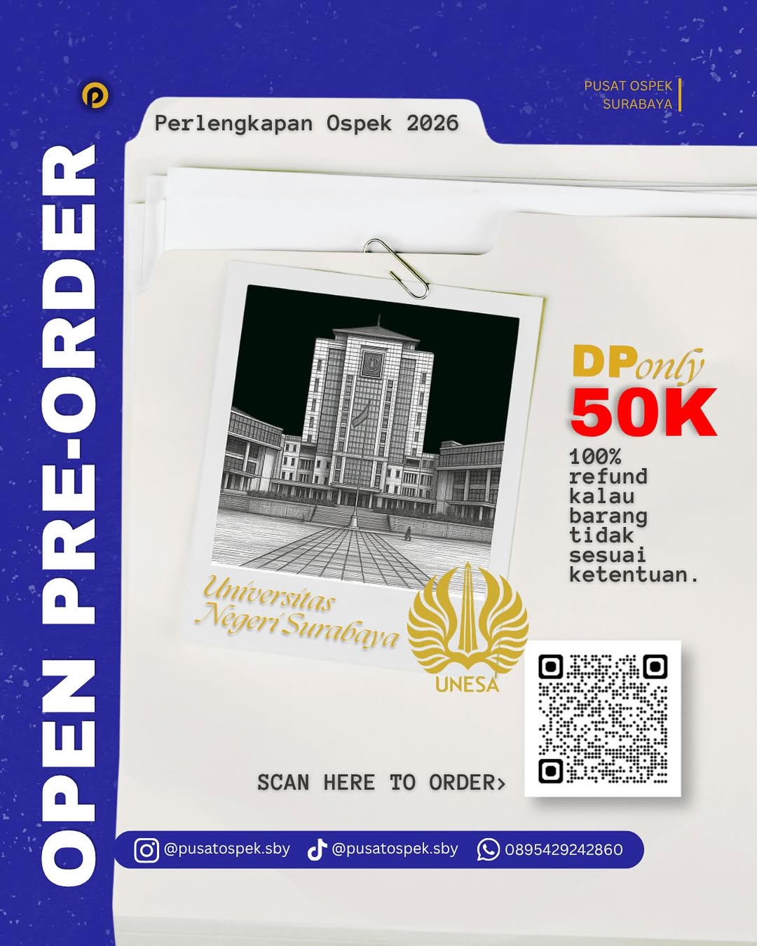 🎒✨ OPEN PRE-ORDER PERLENGKAPAN OSPEK UNESA 2026!Buat kamu maba Universitas Negeri Surabaya (UNE